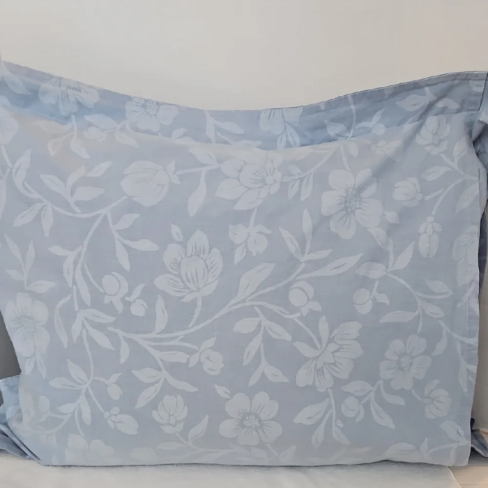 Eddie Bauer Home Blue Floral Botanical Cotton Standard Pillow Shams Set